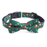 HKM-922771 Festive Large Dog Bow Christmas Collar - Adjustable Polyester for All Seasons