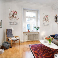 HKM-922835 Creative Cartoon Horse Head Wall Sticker for Home Decoration - 50x70cm Waterproof PVC Mural