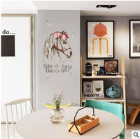 HKM-922835 Creative Cartoon Horse Head Wall Sticker for Home Decoration - 50x70cm Waterproof PVC Mural