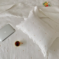 HKM-922899 Three-Piece Cotton Bedding Set with Soft Mat and Sofa Blanket - Plain Design, Available in 200x230 or 220x240 Sizes