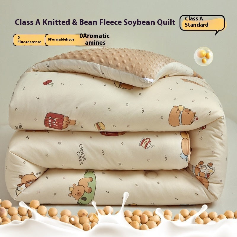 HKM-922899 Velvet Quilted Duvet Insert with Soybean Fiber for Autumn and Winter