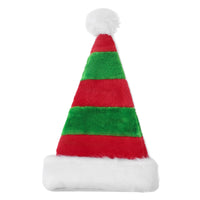 HKM-923027 Extended Christmas Hat for Adults and Children - Soft Flannel, Red and Green Striped, Super Long Design