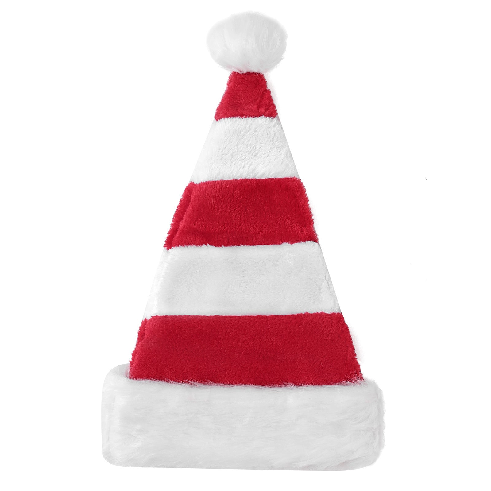 HKM-923027 Extended Christmas Hat for Adults and Children - Soft Flannel, Red and Green Striped, Super Long Design