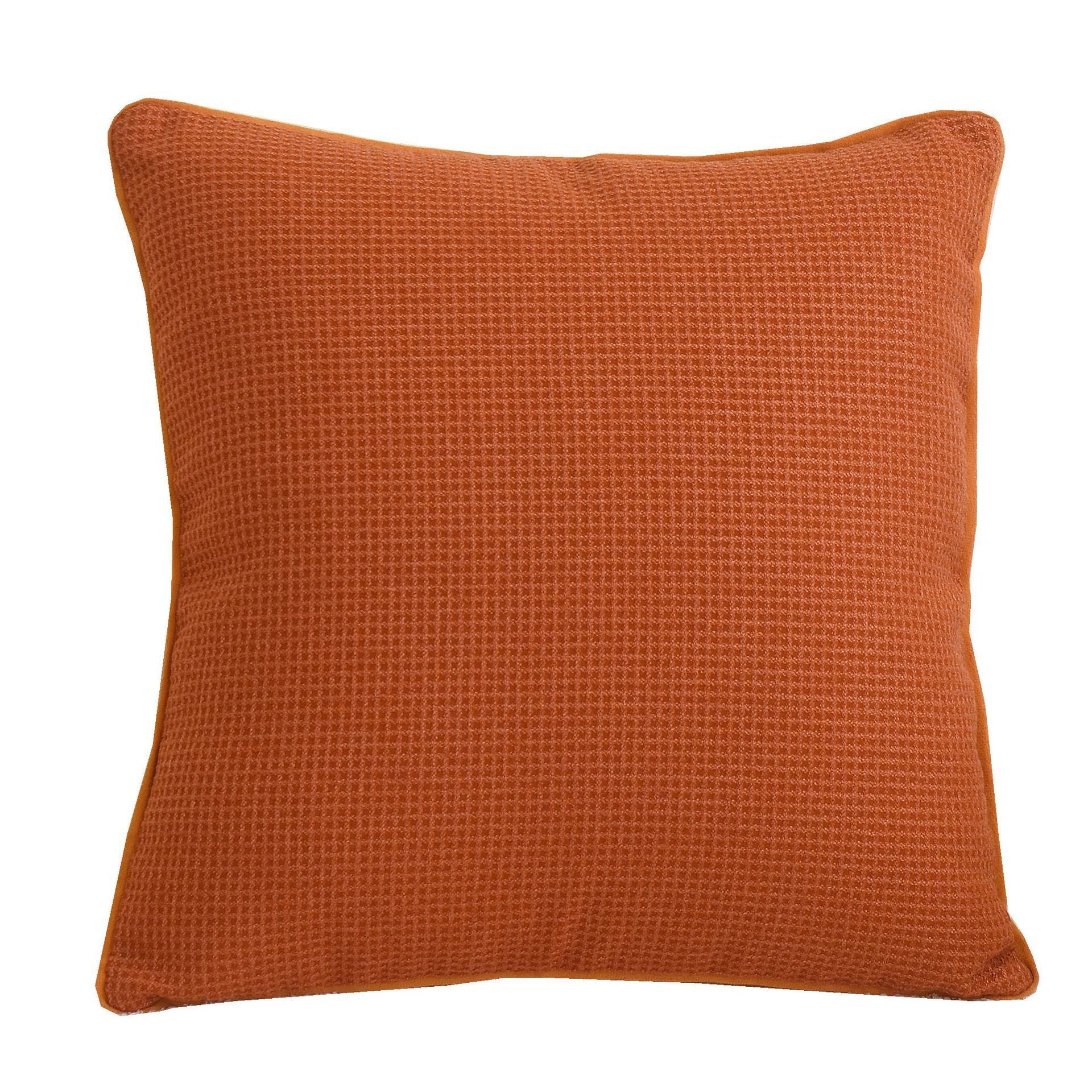 HKM-923027 Orange Plaid Cotton and Linen Cushion Cover with Geometric Design, 45x45cm