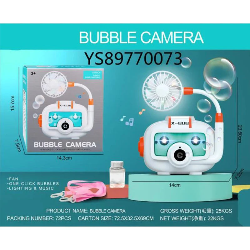 KTX-923155 Mini Bubble Camera Toy with Fan Function for Kids Outdoor Play - Creative Electric Bubble Blowing Machine