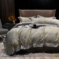 HKM-923219 Cotton Leopard Print Duvet Cover Set - 4 Pieces with Pillowcases and Quilt Cover