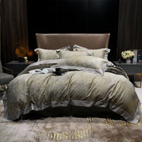 HKM-923219 Cotton Leopard Print Duvet Cover Set - 4 Pieces with Pillowcases and Quilt Cover