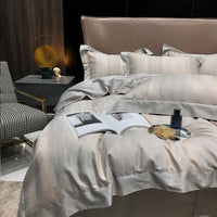 HKM-923219 Cotton Leopard Print Duvet Cover Set - 4 Pieces with Pillowcases and Quilt Cover