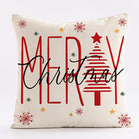 HKM-923219 Nordic Christmas Letter Design Linen Pillowcase - 45cm x 45cm