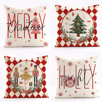 HKM-923219 Nordic Christmas Letter Design Linen Pillowcase - 45cm x 45cm