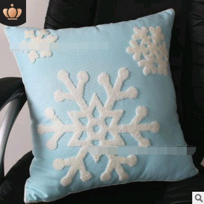 HKM-923283 Embroidered Cotton Flower and Snowflake Pillow Cushion Cover, Modern Minimalist Design, 45x45cm