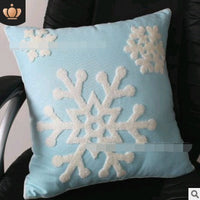 HKM-923283 Embroidered Cotton Flower and Snowflake Pillow Cushion Cover, Modern Minimalist Design, 45x45cm