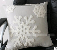 HKM-923283 Embroidered Cotton Flower and Snowflake Pillow Cushion Cover, Modern Minimalist Design, 45x45cm