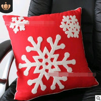 HKM-923283 Embroidered Cotton Flower and Snowflake Pillow Cushion Cover, Modern Minimalist Design, 45x45cm