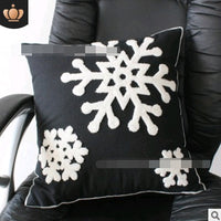 HKM-923283 Embroidered Cotton Flower and Snowflake Pillow Cushion Cover, Modern Minimalist Design, 45x45cm