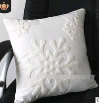HKM-923283 Embroidered Cotton Flower and Snowflake Pillow Cushion Cover, Modern Minimalist Design, 45x45cm