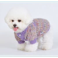 HKM-923475 Cozy Purple Polyester Dog Sweater Cardigan for All Breeds