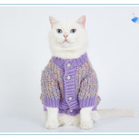HKM-923475 Cozy Purple Polyester Dog Sweater Cardigan for All Breeds