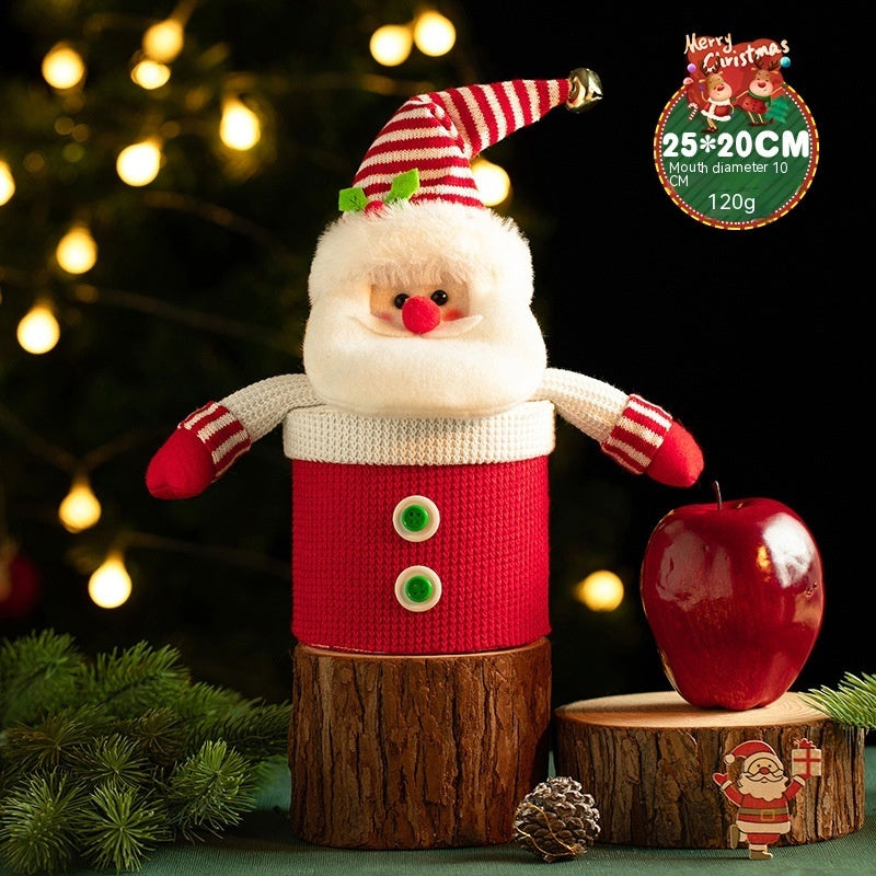 HKM-923667 Festive Christmas Eve Gift Box with Knitted Flannel Candy Holder - Oversized Cartoon Design