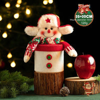 HKM-923667 Festive Christmas Eve Gift Box with Knitted Flannel Candy Holder - Oversized Cartoon Design