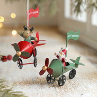HKM-923859 Creative Resin and Wrought Iron Christmas Pendant with Santa Claus and Elk Tricycles
