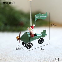 HKM-923859 Creative Resin and Wrought Iron Christmas Pendant with Santa Claus and Elk Tricycles