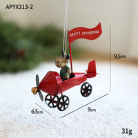 HKM-923859 Creative Resin and Wrought Iron Christmas Pendant with Santa Claus and Elk Tricycles