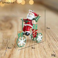 HKM-923859 Creative Resin and Wrought Iron Christmas Pendant with Santa Claus and Elk Tricycles