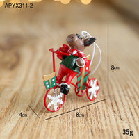 HKM-923859 Creative Resin and Wrought Iron Christmas Pendant with Santa Claus and Elk Tricycles
