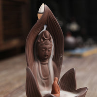 HKM-923987 Lotus Guanyin Backflow Incense Burner - Purple Sand Aromatherapy Home Decoration Craft