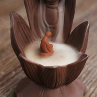 HKM-923987 Lotus Guanyin Backflow Incense Burner - Purple Sand Aromatherapy Home Decoration Craft