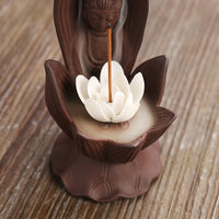 HKM-923987 Lotus Guanyin Backflow Incense Burner - Purple Sand Aromatherapy Home Decoration Craft