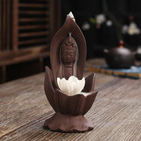 HKM-923987 Lotus Guanyin Backflow Incense Burner - Purple Sand Aromatherapy Home Decoration Craft