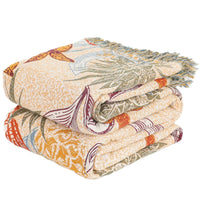 HKM-924051 Cotton Multi-layer Gauze Bedspread with Plant and Flower Pattern, 200cm x 230cm, Summer Blanket