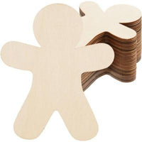 HKM-924179 Unfinished Wooden Gingerbread Man Cutouts for DIY Crafts - 30 Pieces, Perfect for Decorating and Painting