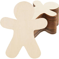 HKM-924179 Unfinished Wooden Gingerbread Man Cutouts for DIY Crafts - 30 Pieces, Perfect for Decorating and Painting