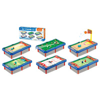 HKM-924307 Mini 6-in-1 Interactive Tabletop Game Set for Pool, Hockey, Basketball, and Golf, Ages 3+