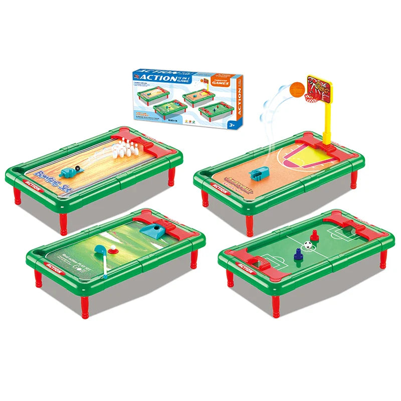 HKM-924307 Mini 6-in-1 Interactive Tabletop Game Set for Pool, Hockey, Basketball, and Golf, Ages 3+