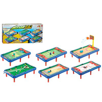 HKM-924307 Mini 6-in-1 Interactive Tabletop Game Set for Pool, Hockey, Basketball, and Golf, Ages 3+