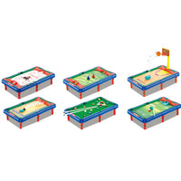 HKM-924307 Mini 6-in-1 Interactive Tabletop Game Set for Pool, Hockey, Basketball, and Golf, Ages 3+