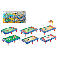 HKM-924307 Mini 6-in-1 Interactive Tabletop Game Set for Pool, Hockey, Basketball, and Golf, Ages 3+