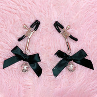 HKM-924371 Adjustable Bowknot Milk Clip - Beaded Breast Ornament in Rose Gold and Silver