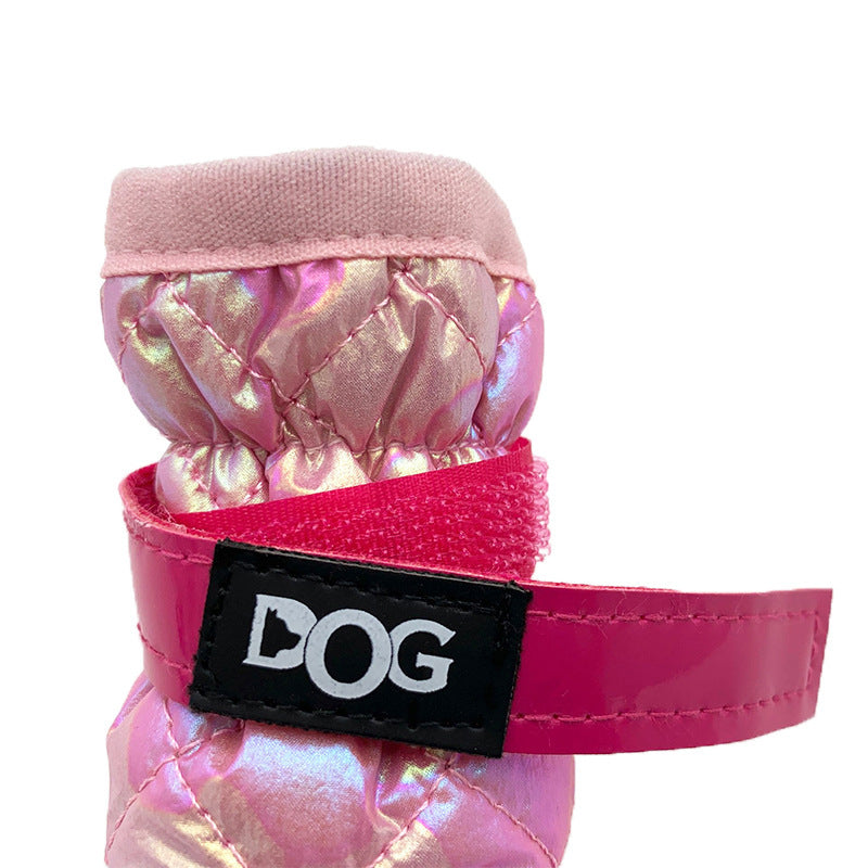 HKM-924371 Waterproof Anti-Skid Dog Shoes for Winter - Warm Cotton Boots in Gradual Colors