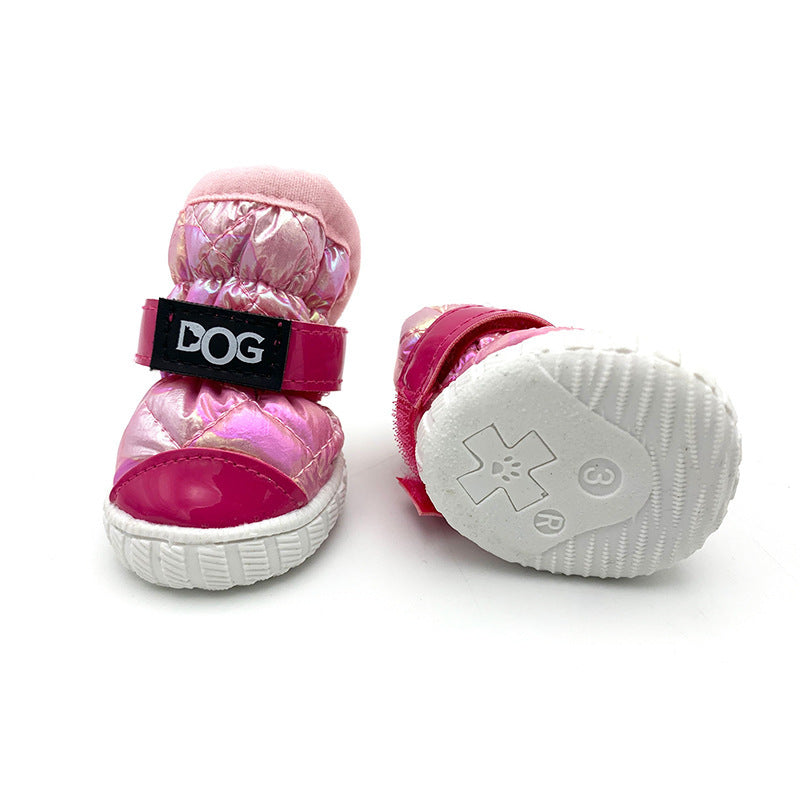 HKM-924371 Waterproof Anti-Skid Dog Shoes for Winter - Warm Cotton Boots in Gradual Colors