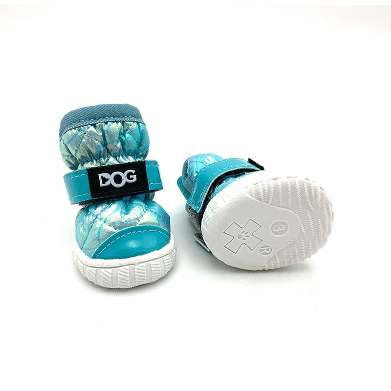 HKM-924371 Waterproof Anti-Skid Dog Shoes for Winter - Warm Cotton Boots in Gradual Colors