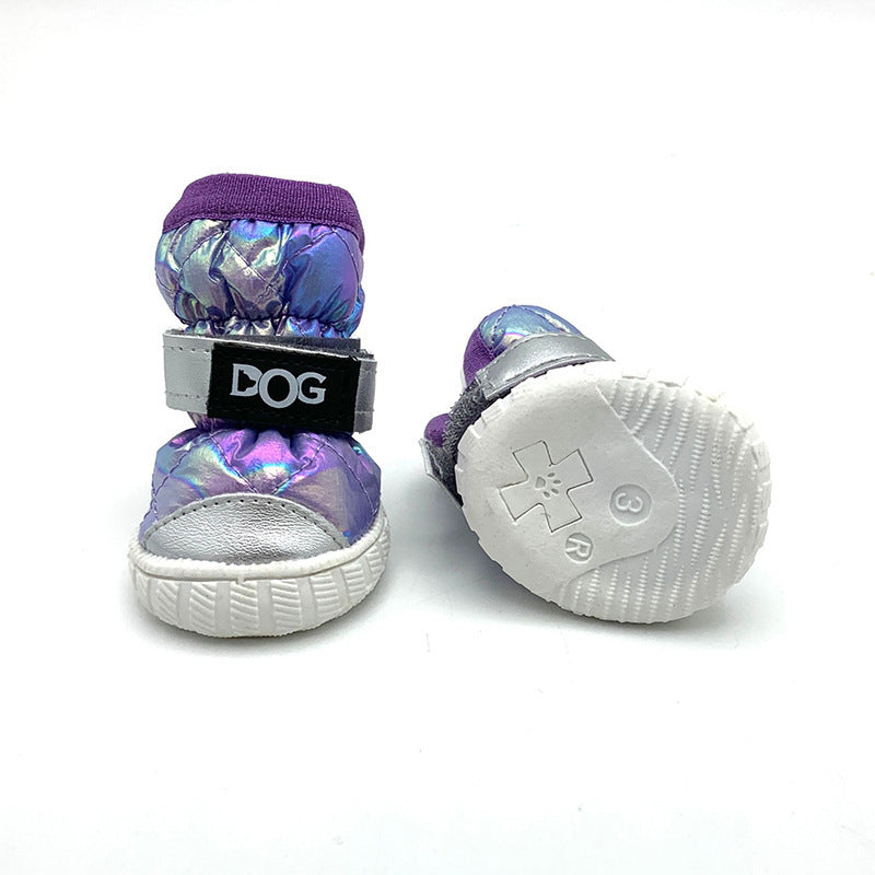 HKM-924371 Waterproof Anti-Skid Dog Shoes for Winter - Warm Cotton Boots in Gradual Colors