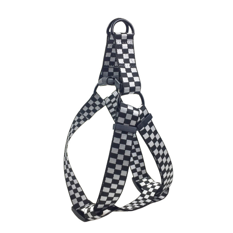 HKM-924563 Adjustable Plaid Chest and Back Dog Harness with 150cm Leash