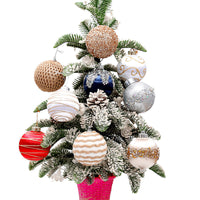 HKM-924819 Christmas Foam Painted Silk Ball Ornaments – 8cm, Mixed Colors (9 Pack)