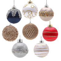 HKM-924819 Christmas Foam Painted Silk Ball Ornaments – 8cm, Mixed Colors (9 Pack)