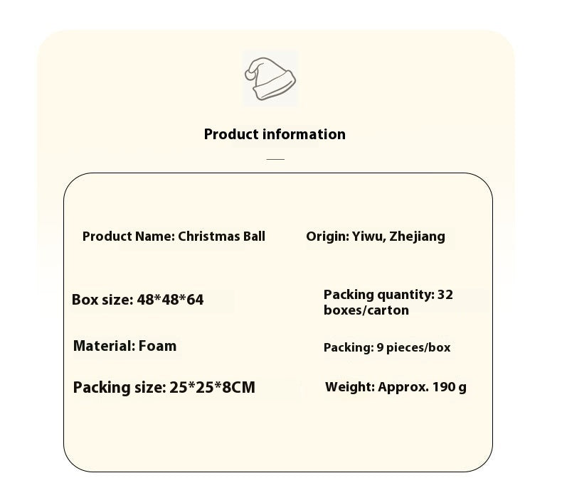HKM-924819 Christmas Foam Painted Silk Ball Ornaments – 8cm, Mixed Colors (9 Pack)